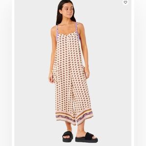 Rip Curl Cream and Purple Floral Jumpsuit